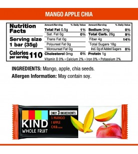 Kind Pressed Mango Apple Chia Bar (12x1.2 OZ)