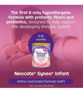 Neocate Syneo Infant - Hypoallergenic, Amino Acid-Based Baby Formula with Prebiotics, Probiotics and DHA/ARA - 14.1 Oz Can (Pack of 4)